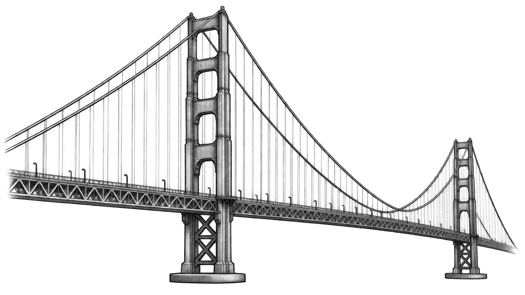 איור של גשר Golden Gate בסן פרנסיסקו
